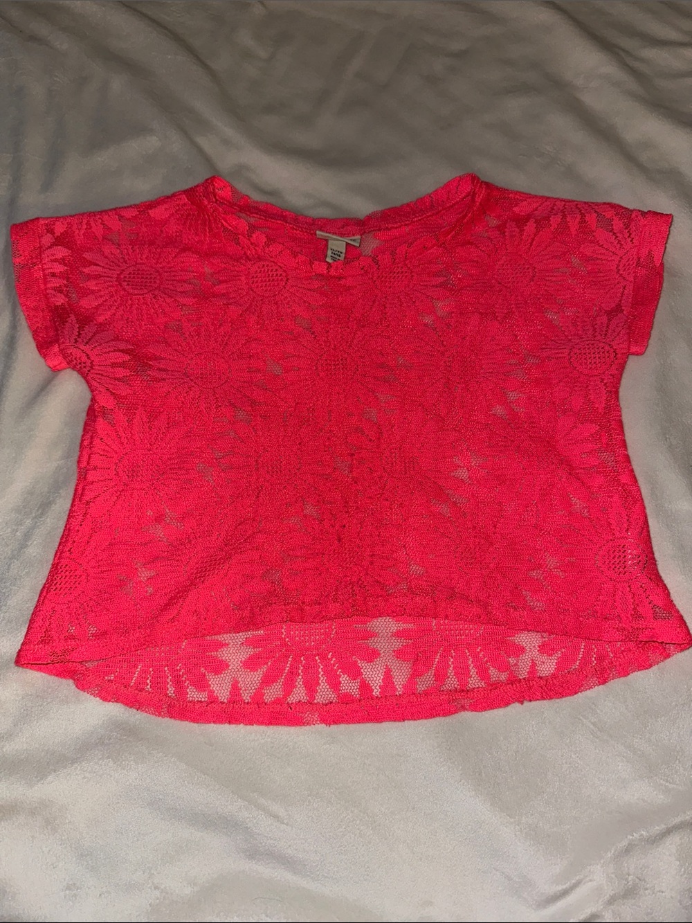 Cherokee Lace Crop Top - Hot Pink